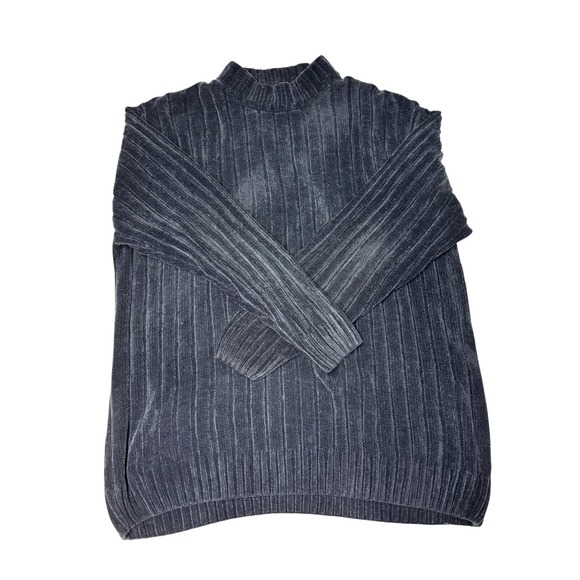 Beyond The Limit Gray Ribbed Mock Neck Long Sleeve Sweater XL Acrylic - Picture 1 of 9